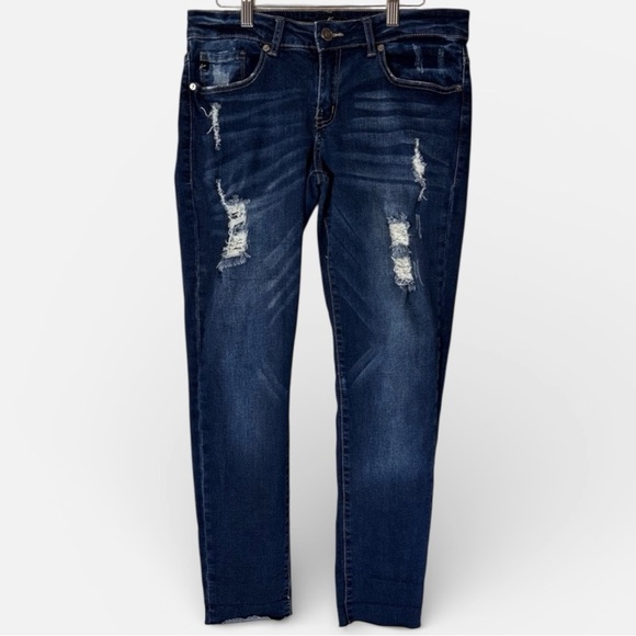 KanCan Denim - KanCan Blue Distressed Raw Hem Women Denim Skinny Jeans 9/28